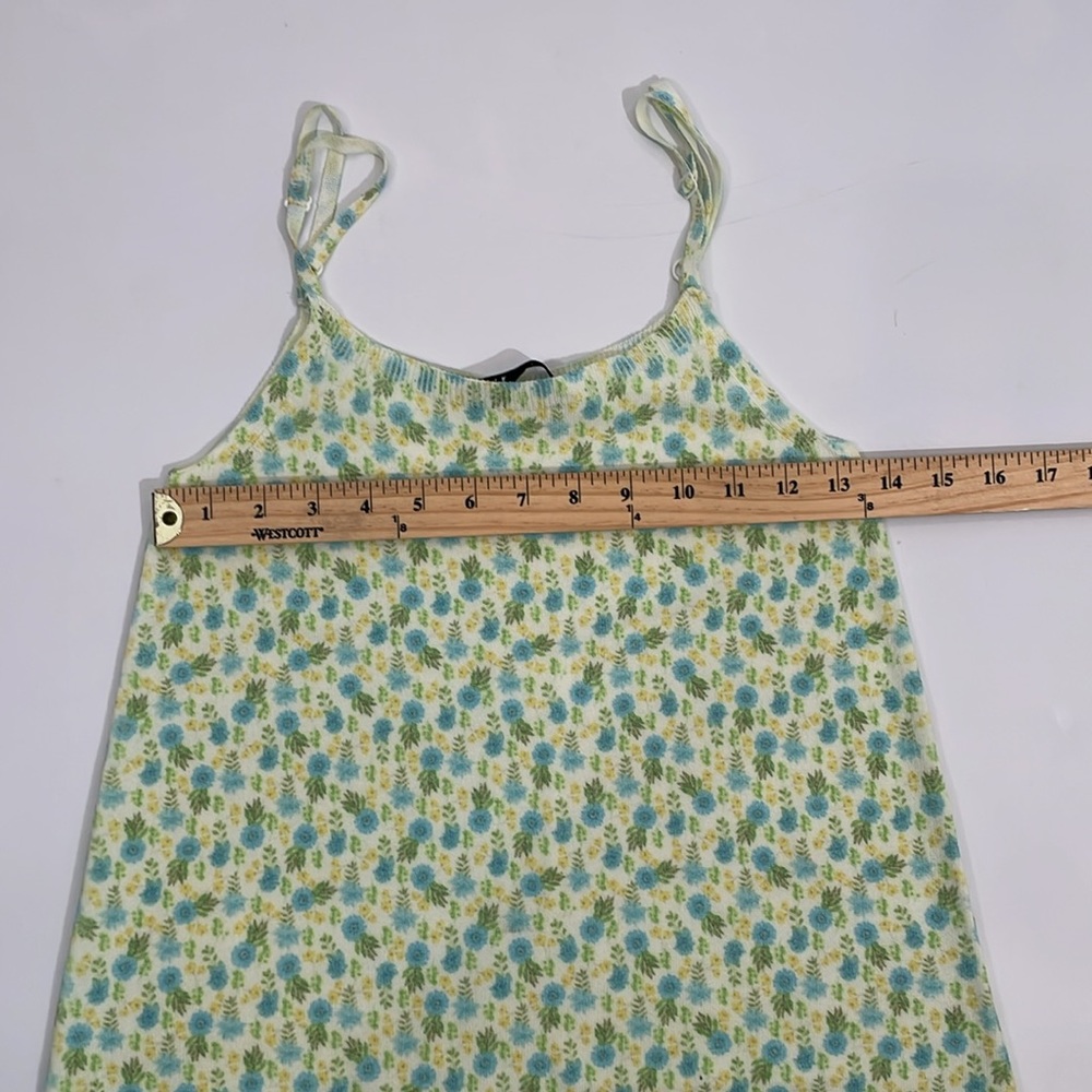 Zara Mini Dress Size S Knit Tank Dress Yellow And Blue Ditsy Floral EUC - Picture 6 of 10